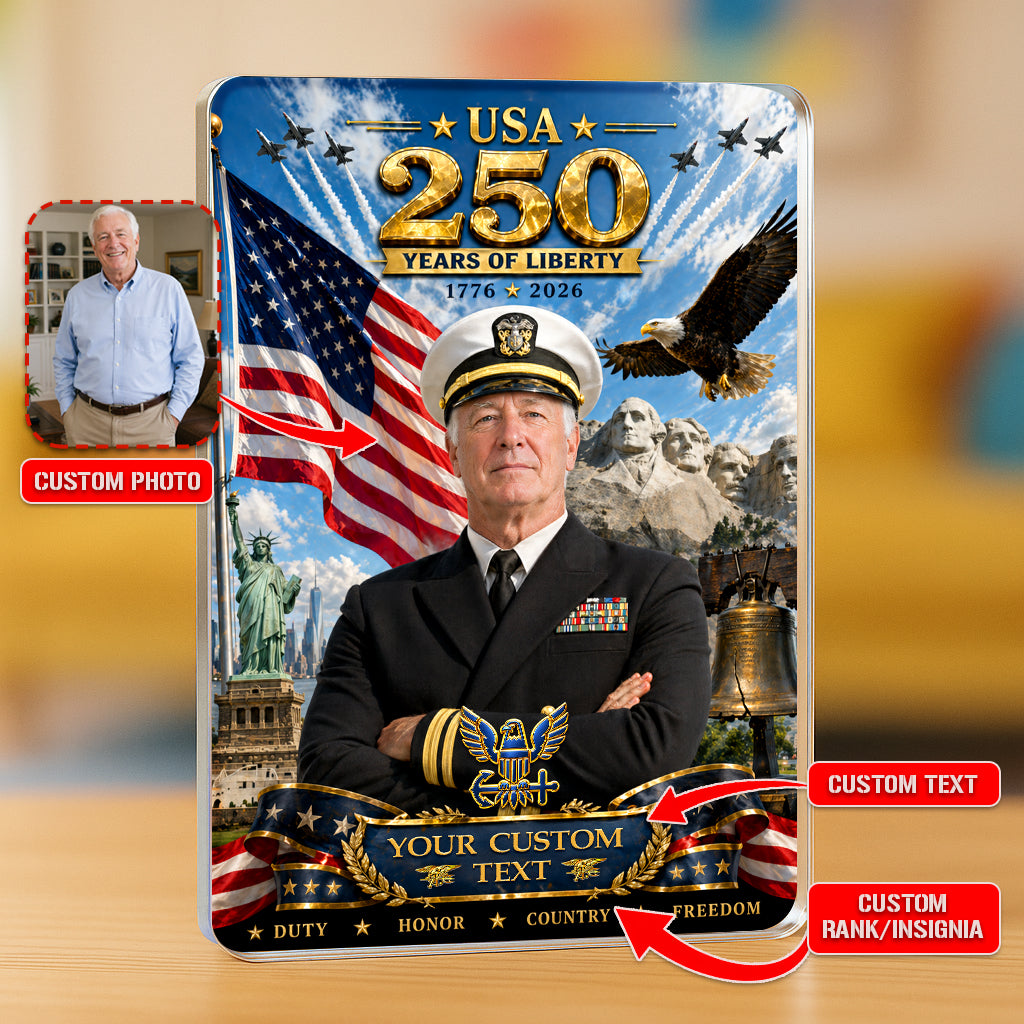 USA 250 Years Of Liberty Custom US Navy Service Uniform Figure Acrylic Block