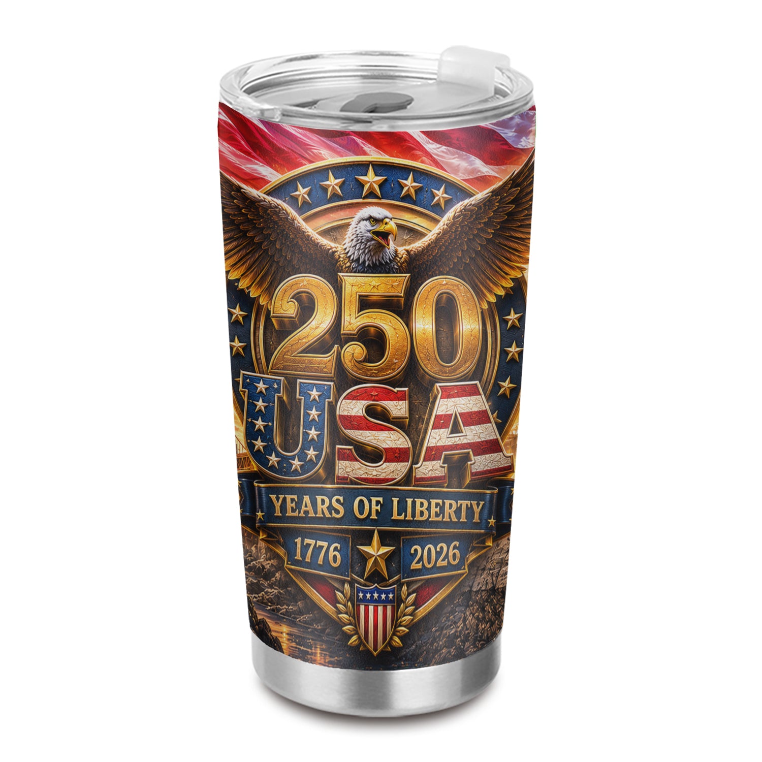 USA 250 Years of Liberty 20oz Tumbler Patriotic Eagle Gift