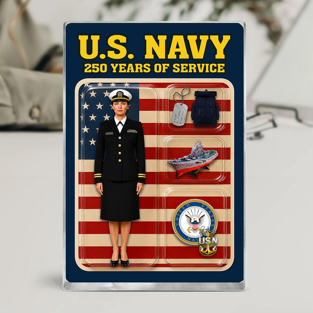 Personalized US Navy 250th Years Of Service Custom Figure Acrylic Block