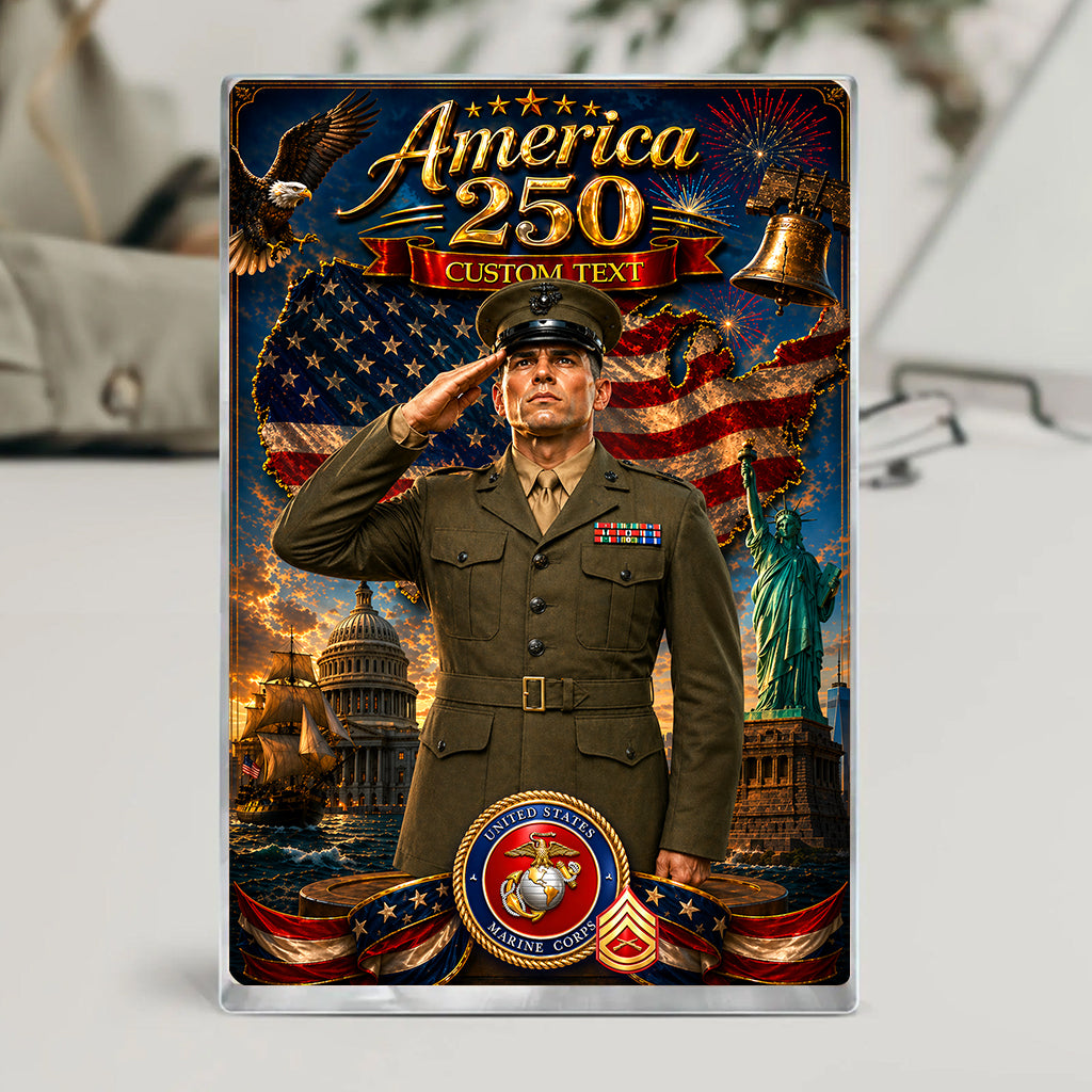 America 250 USMC Service Uniform Custom Figure Acrylic Block