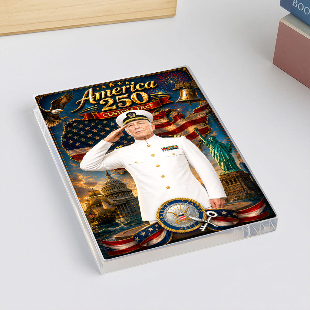 America 250th Custom Figure US Navy Service Dress White Uniform Acrylic Block