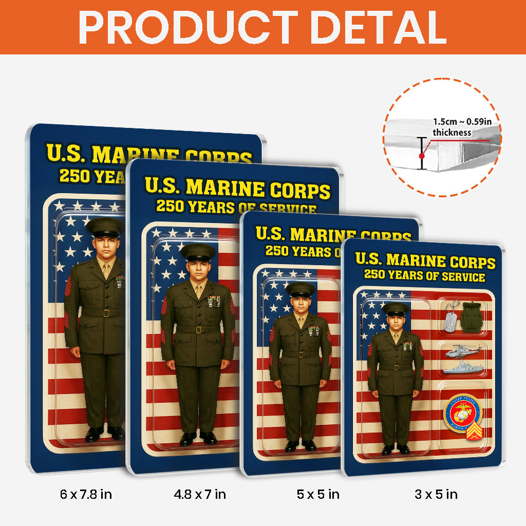 Personalized MARlNE 250th Years Of Service Custom Figure Acrylic Block