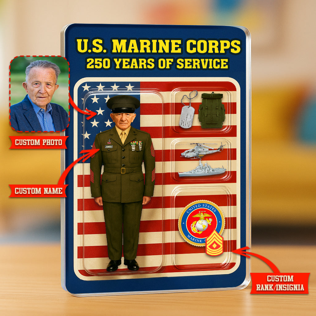 Personalized MARlNE 250th Years Of Service Custom Figure Acrylic Block