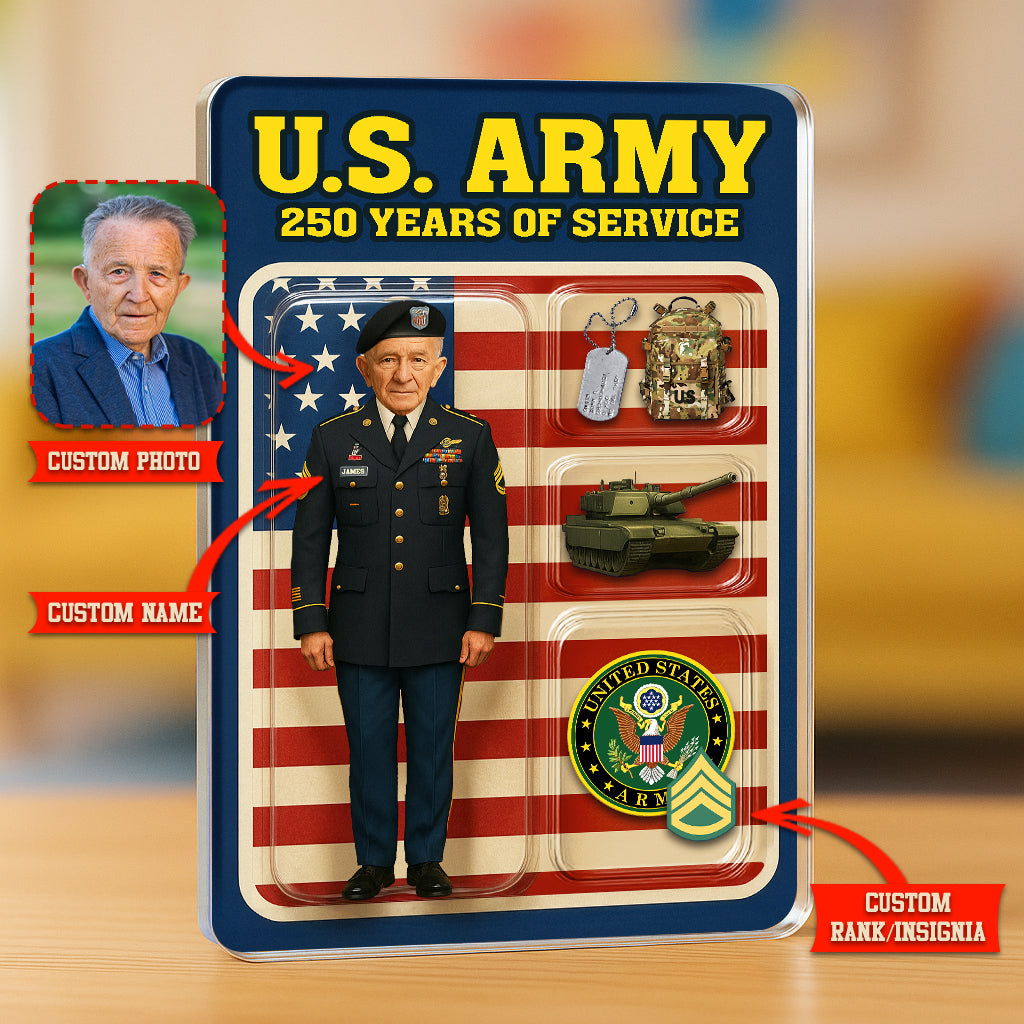 Personalized US Army 250th Years Of Service Custom Figure Acrylic Block