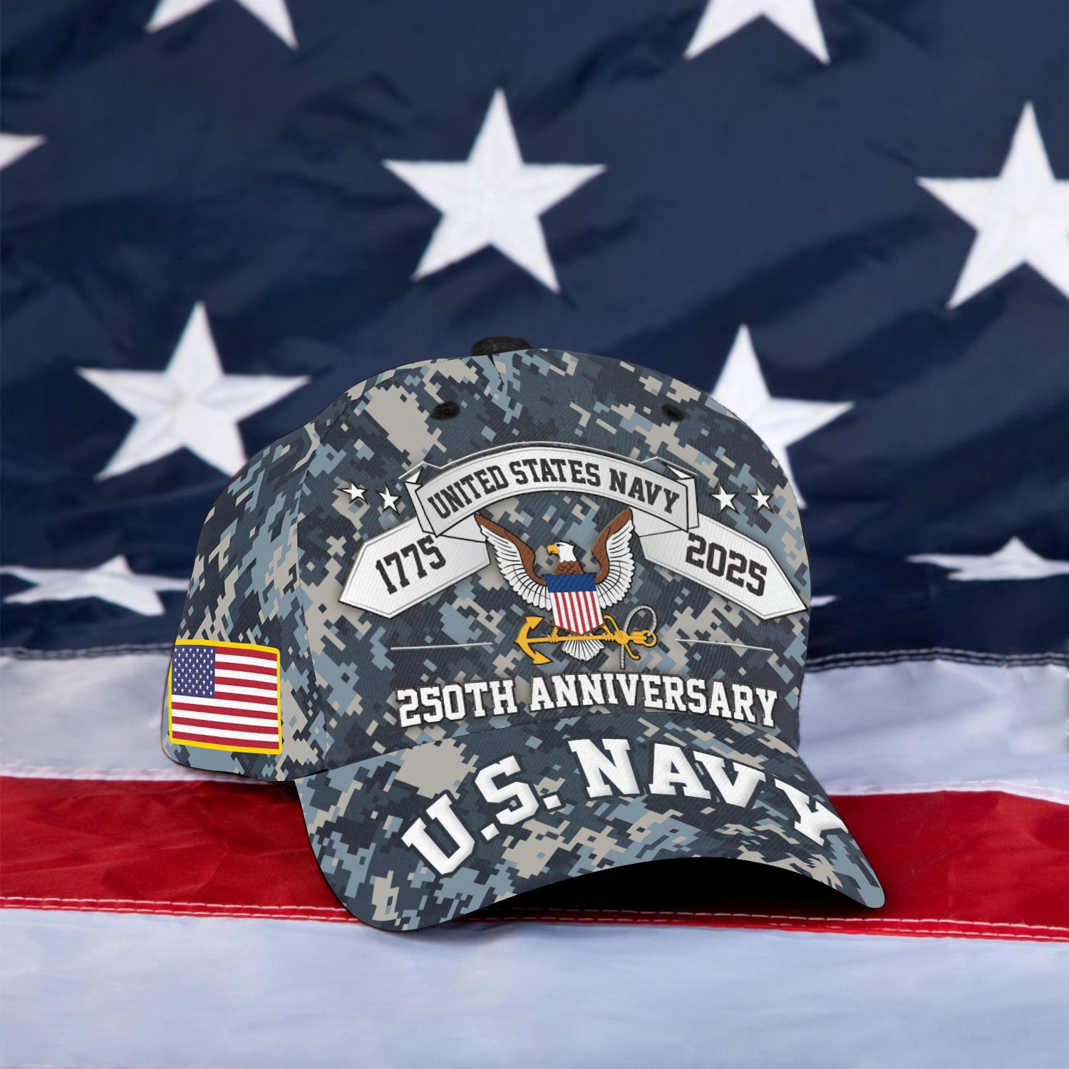 US Navy 250th Anniversary All Over Prints Premium Classic Cap