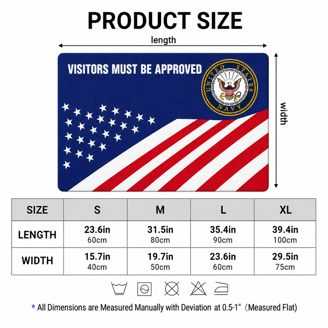 US Flag and Military Logo Doormat - Visitors must be approved