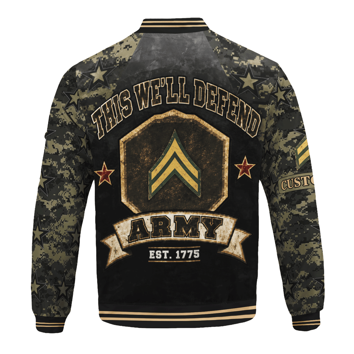 Personalized Army Soldier Bomber Jacket Custom Text Rank Service Gift