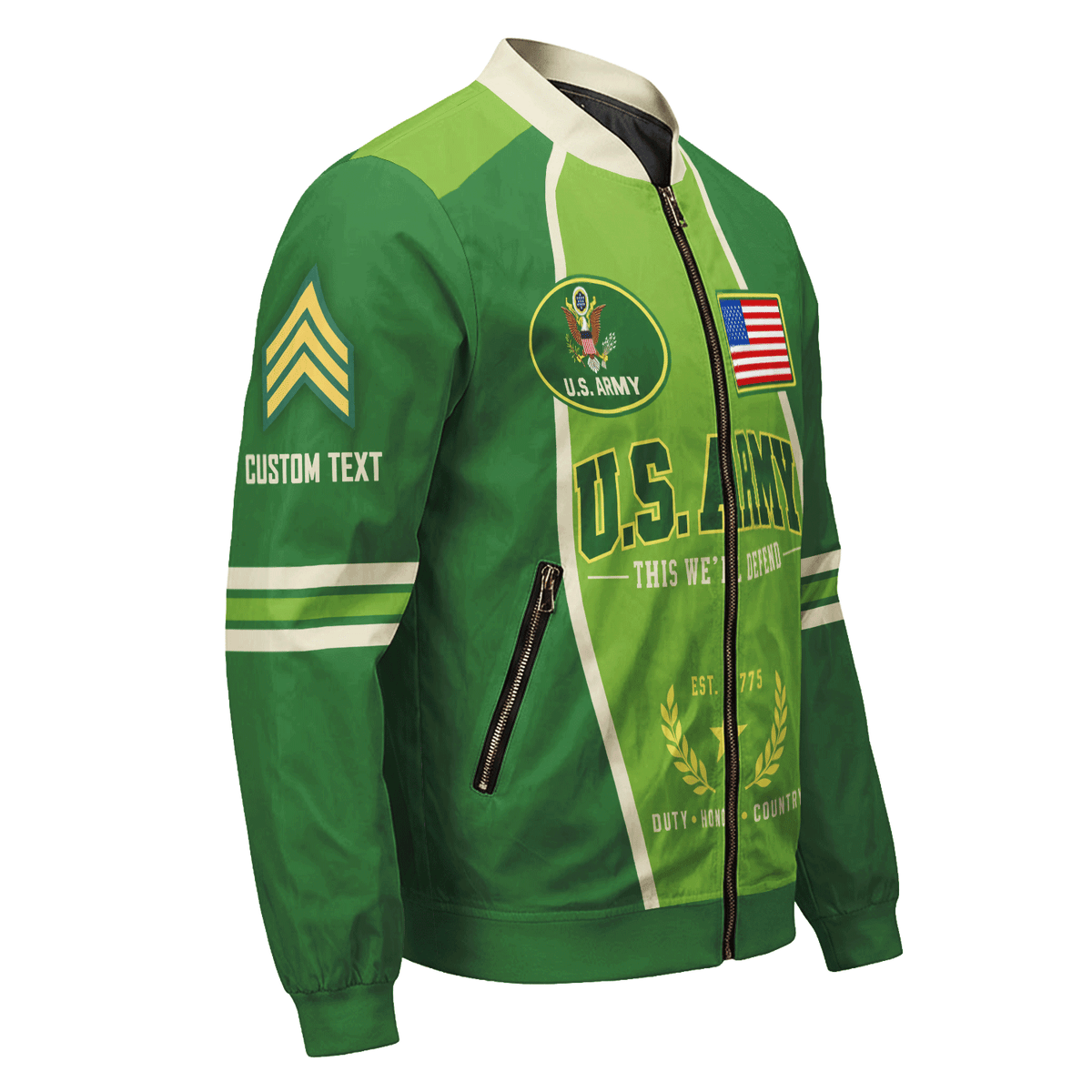 US. Army Jacket Personalized Rank Name All-Over Print Bomber