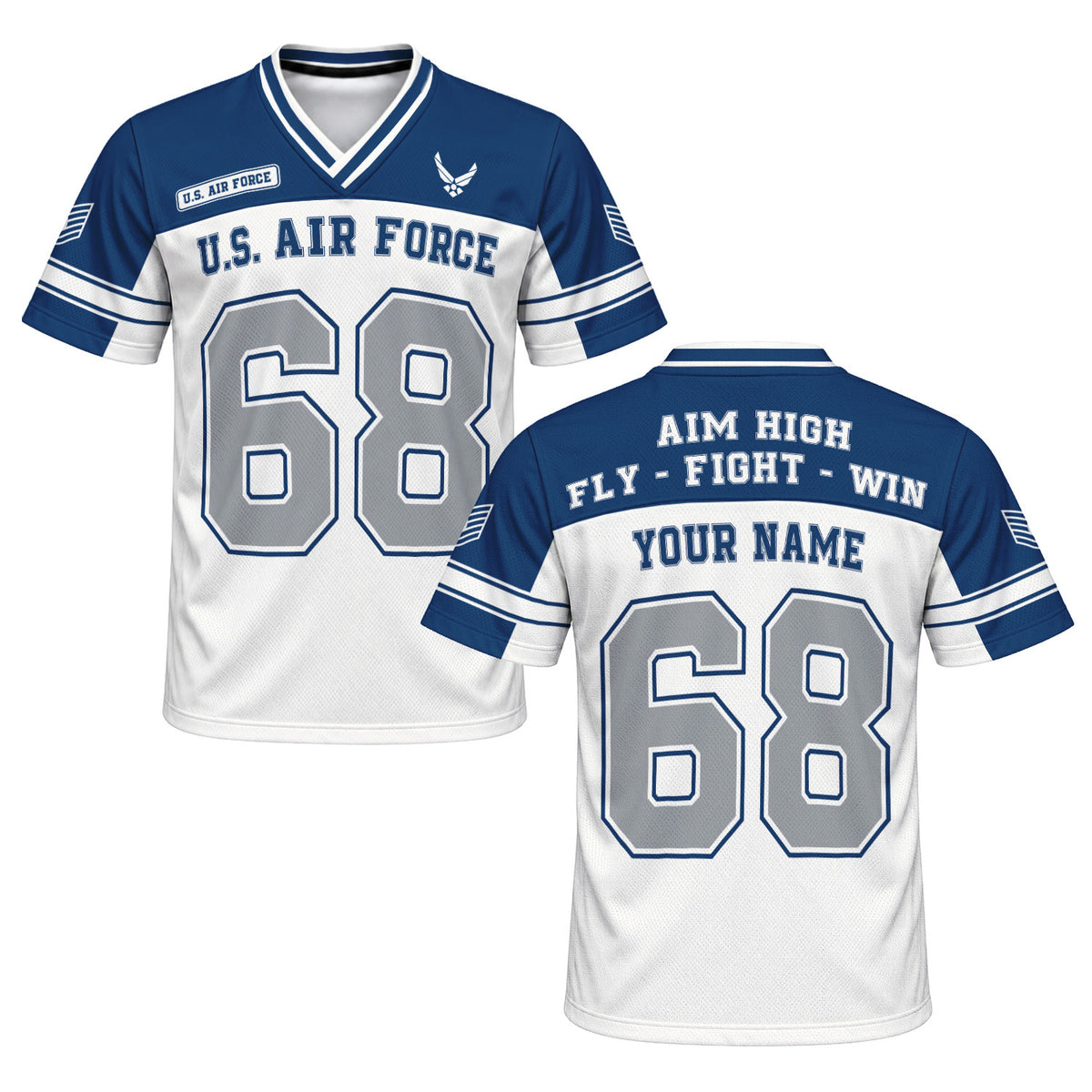 U.S. Air Force Sports Jersey Custom Military Rank Text and Jersey Number