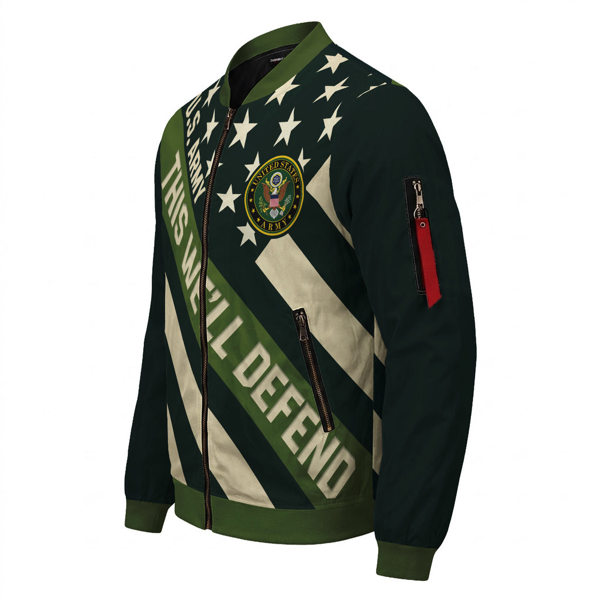 Custom US Army Soldier Bomber Jacket with Personalized Text & Military Rank