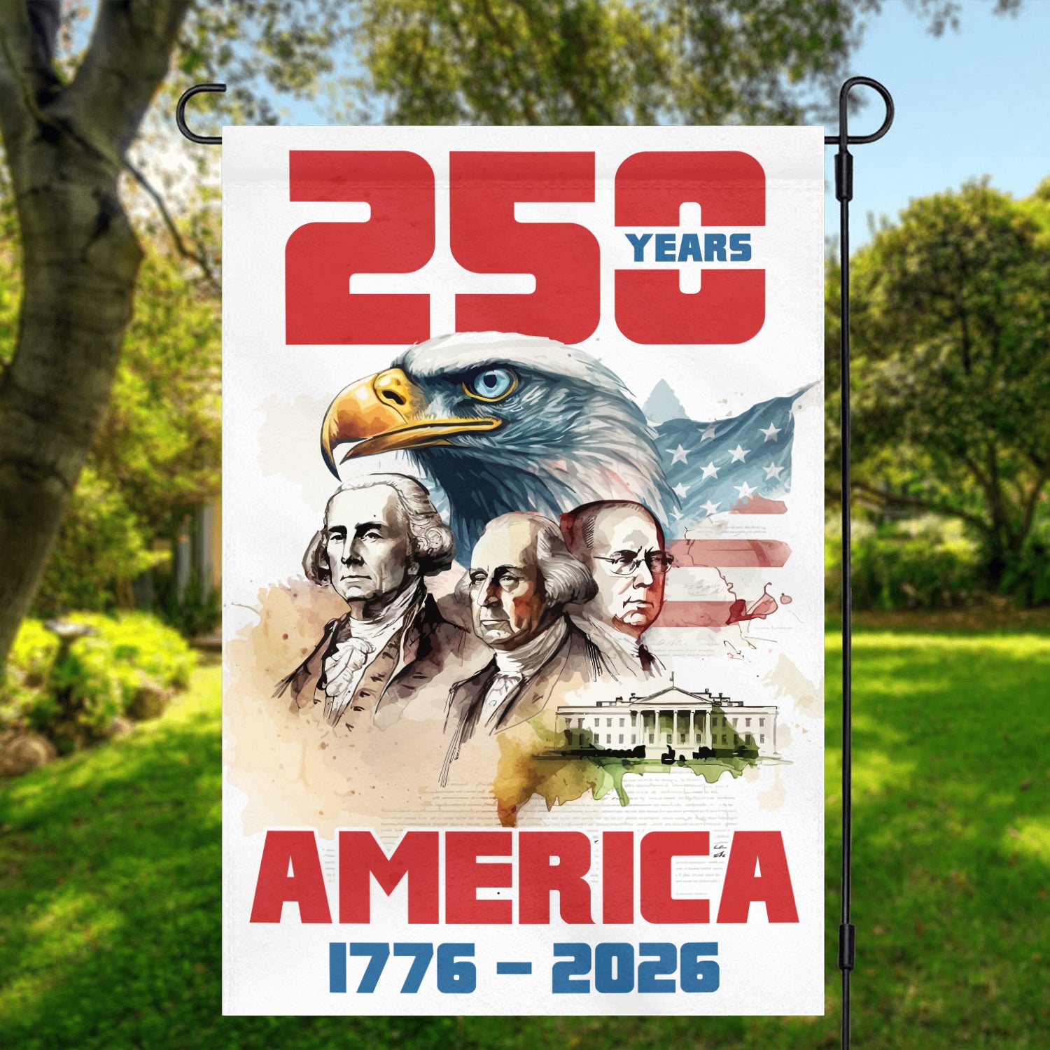 America 1776 - 2026 Garden Flag 12''x18'' Twin-Side Printing