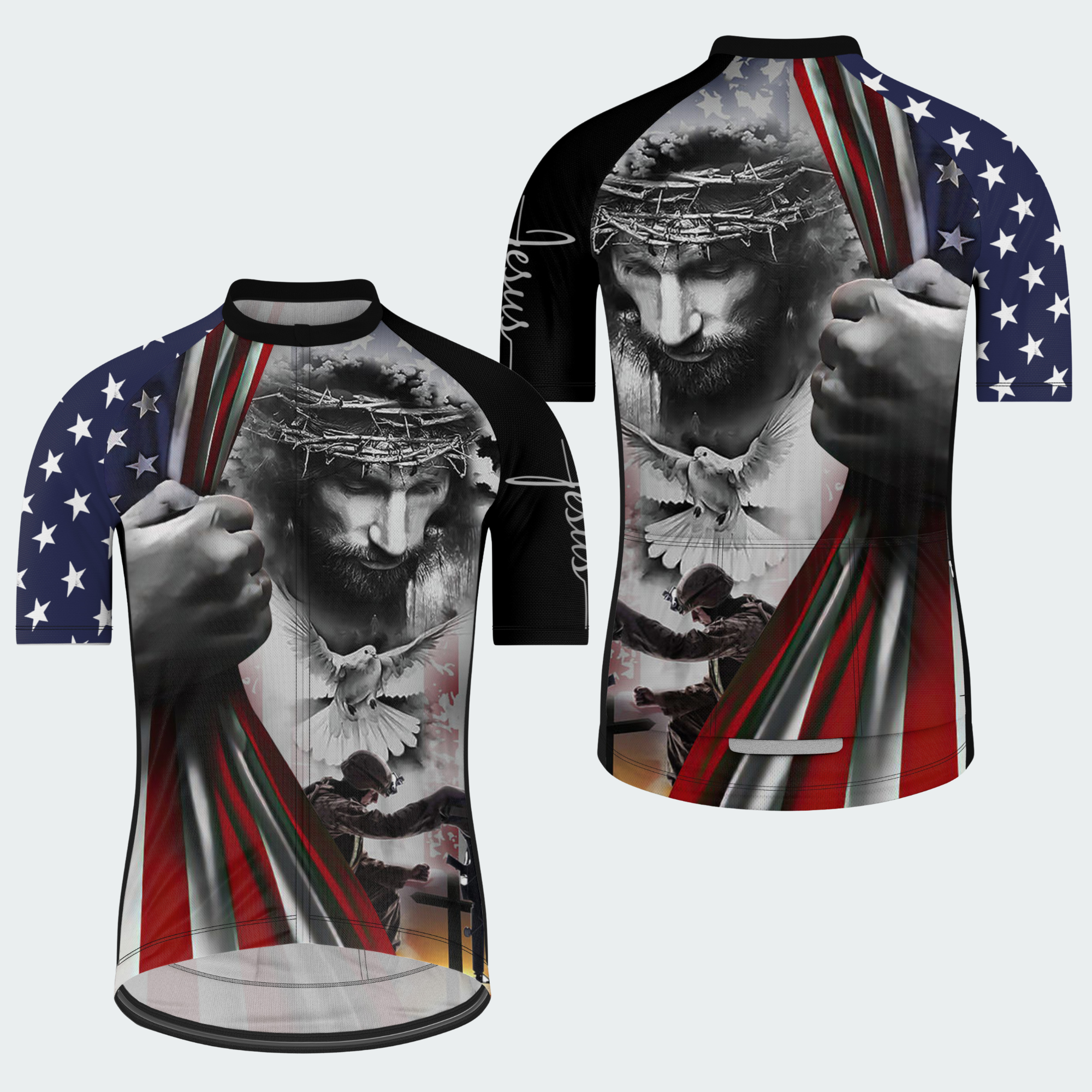 Men’s Faith Over Fear Christian Patriotic Cycling Jersey