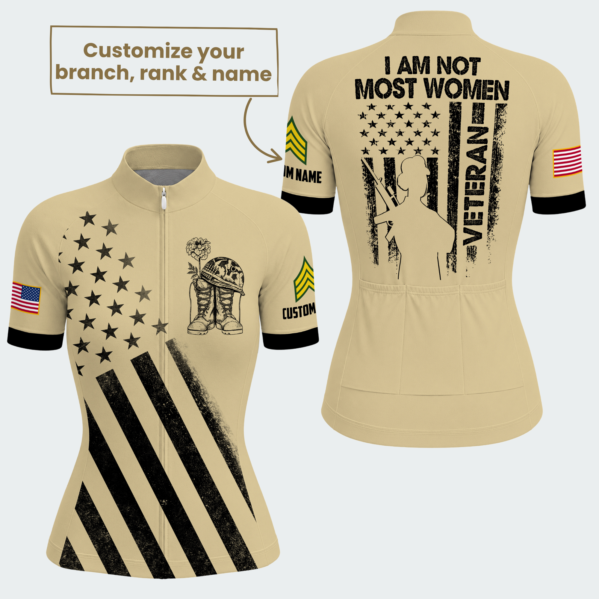 Women’s Personalized Female Veteran Warrior Cycling Jersey & Kit