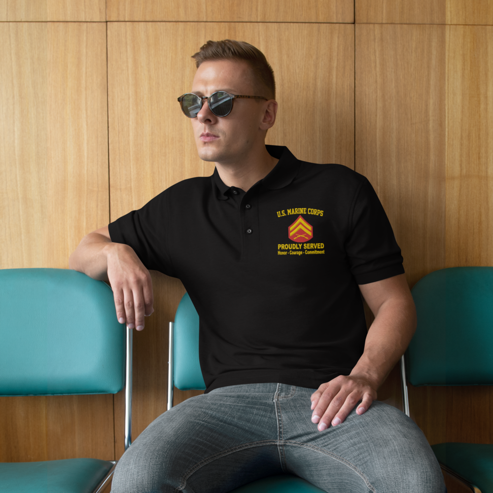 Custom MARlNE Ranks, Insignia Core Values Embroidered Port Authority Polo Shirt