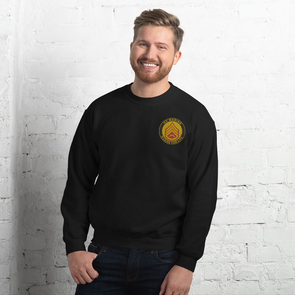 Custom MARlNE Ranks, Insignia Marine For Life Embroidered Unisex Sweatshirt