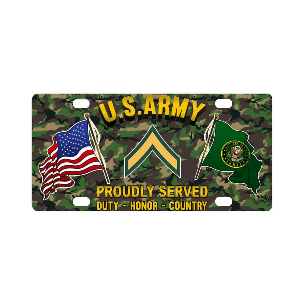 Army E-2 PV2 E2 Private Second Class RanksProudly Classic License Plate-LicensePlate-Army-Ranks-Veterans Nation