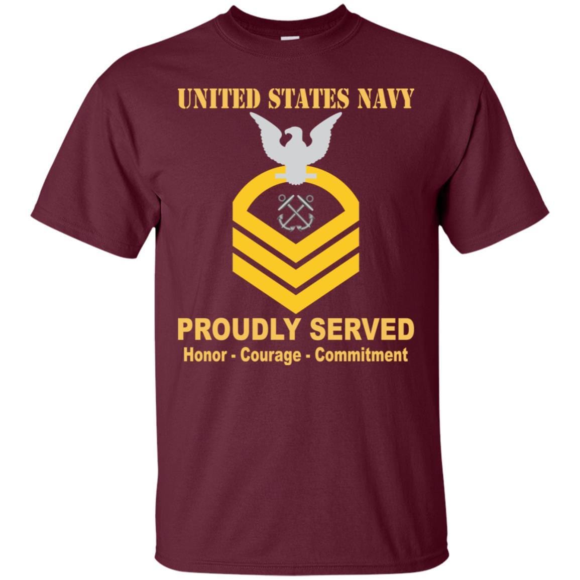 U.S Navy Boatswain's Mate Navy BM E-7 Rating Badges Proudly Served T-Shirt For Men On Front-TShirt-Navy-Veterans Nation