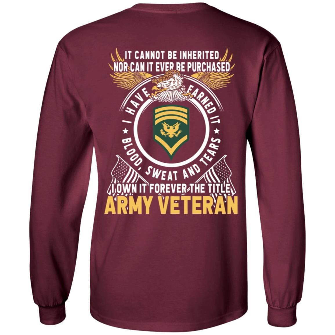 US Army E-8 SPC E8 Specialist Ranks T-Shirt For Men On Back-TShirt-Army-Veterans Nation