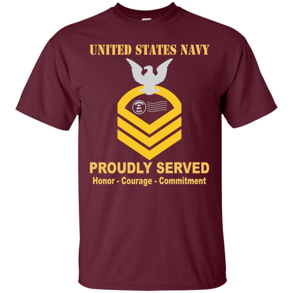 Navy Postal Clerk Navy PC E-7 Rating Badges Proudly Served T-Shirt For Men On Front-TShirt-Navy-Veterans Nation