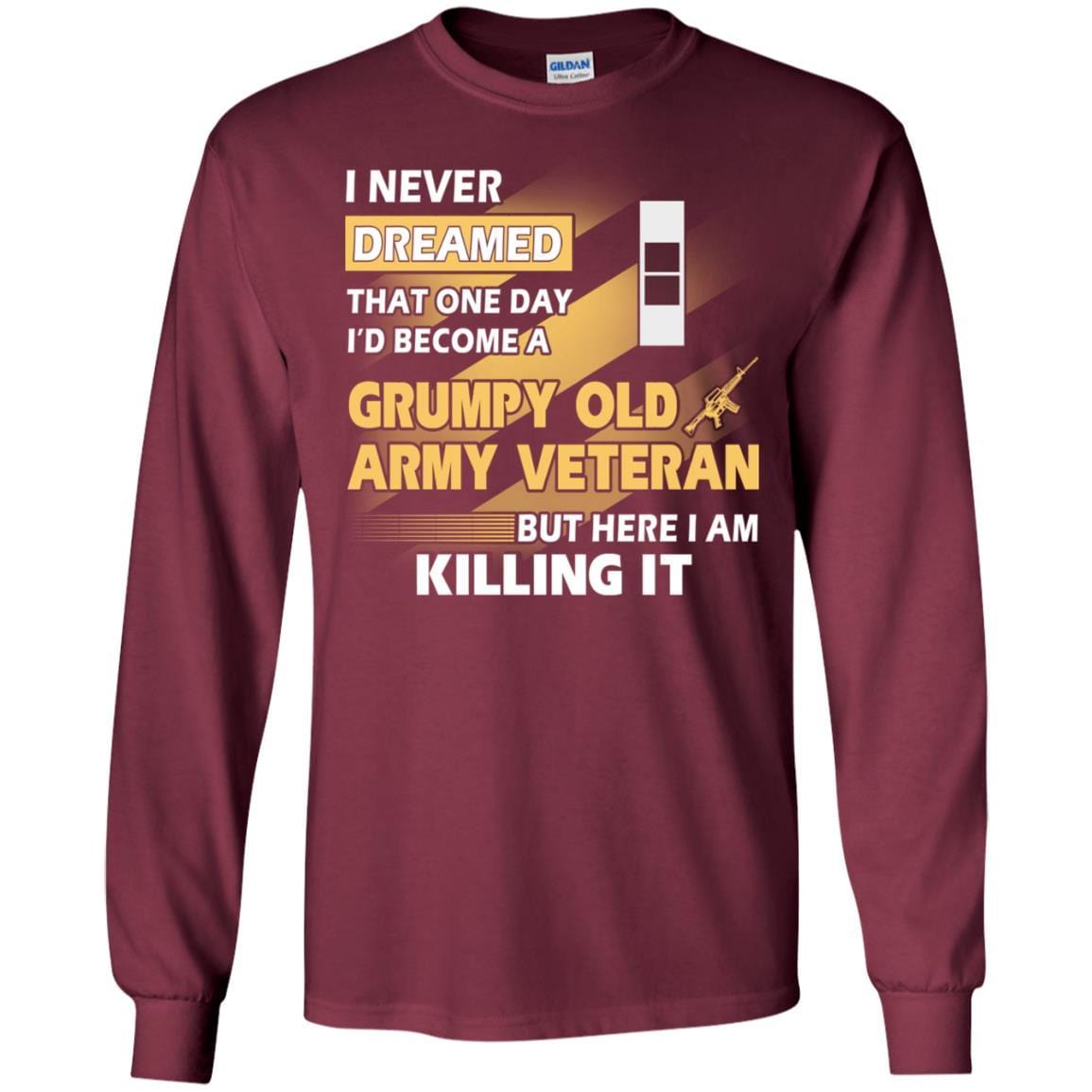 US Army T-Shirt "Grumpy Old Veteran" W-2 Chief Warrant Officer 2(CW2) On Front-TShirt-Army-Veterans Nation