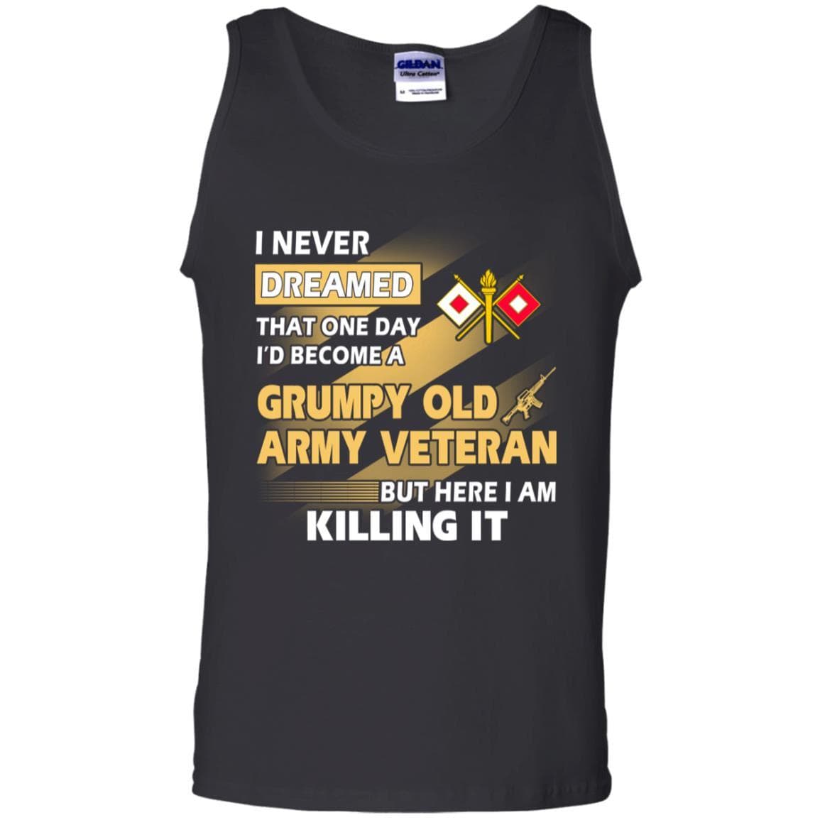 US Army T-Shirt "Signal Corps Grumpy Old Veteran" On Front-TShirt-Army-Veterans Nation