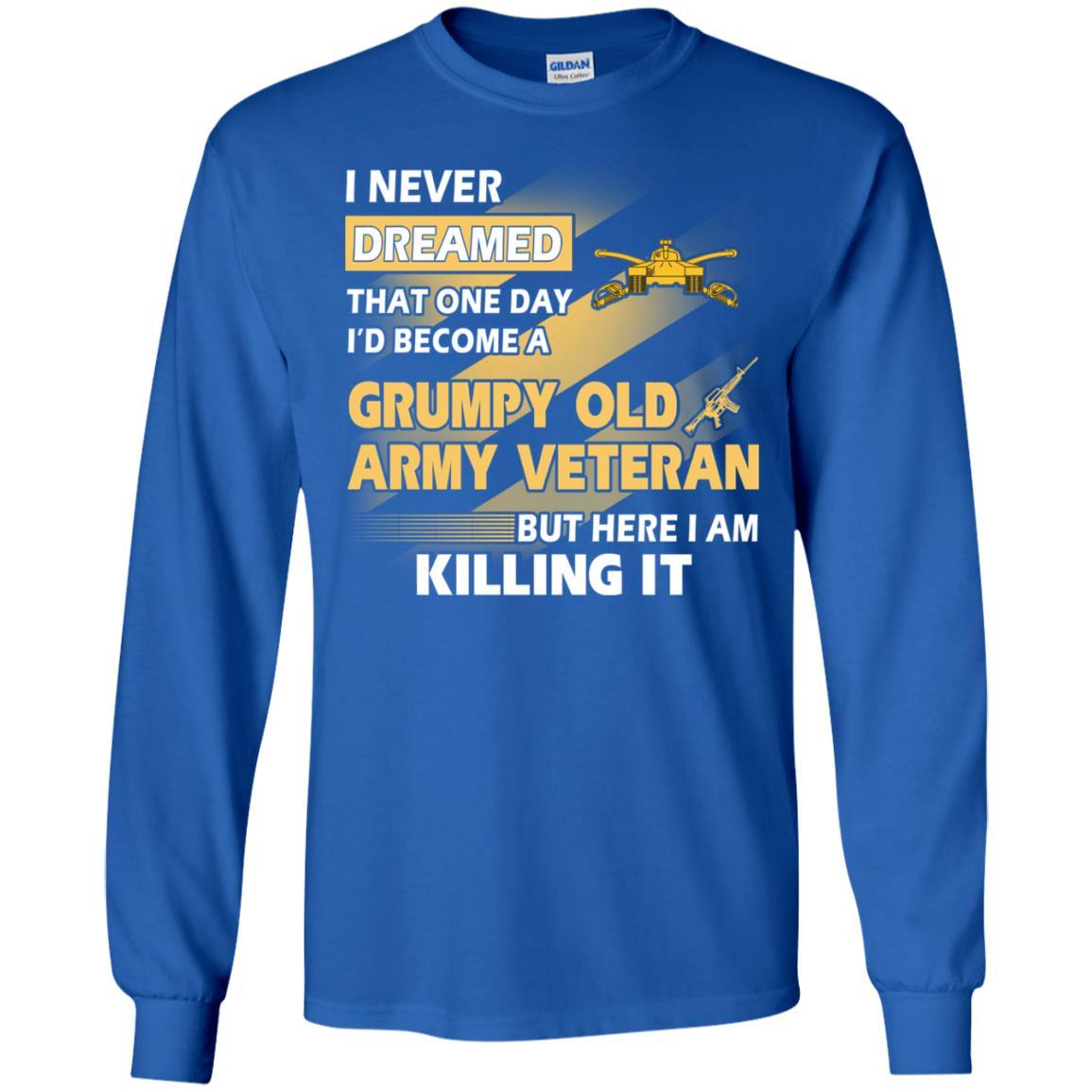 US Army T-Shirt "Armor Grumpy Old Veteran" On Front-TShirt-Army-Veterans Nation