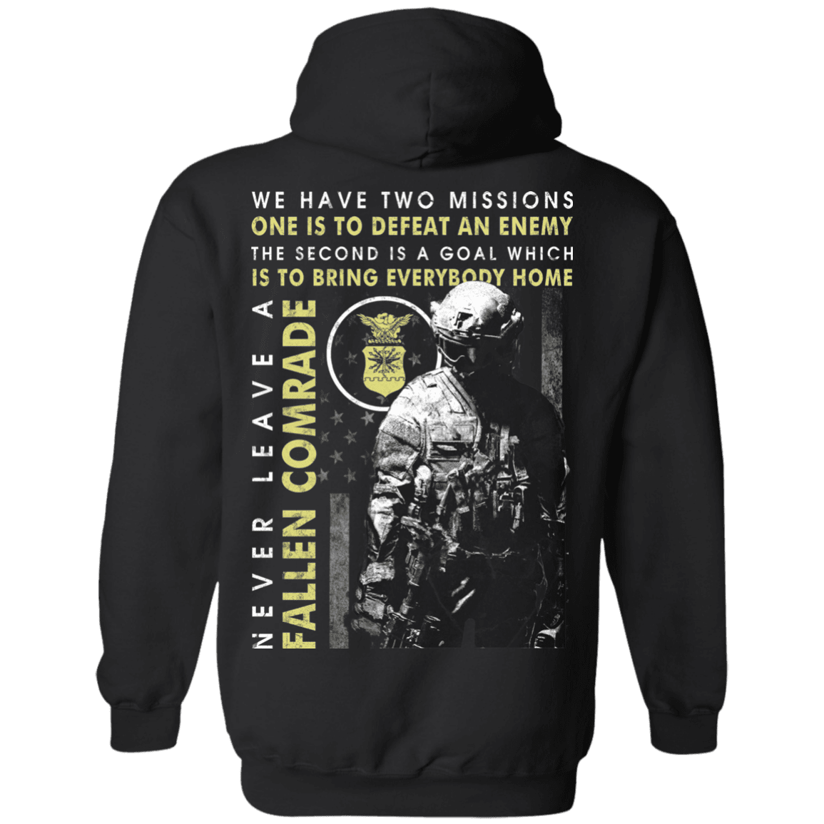Never Leave A Fallen Comrade Air Force Men Back T Shirts-TShirt-USAF-Veterans Nation