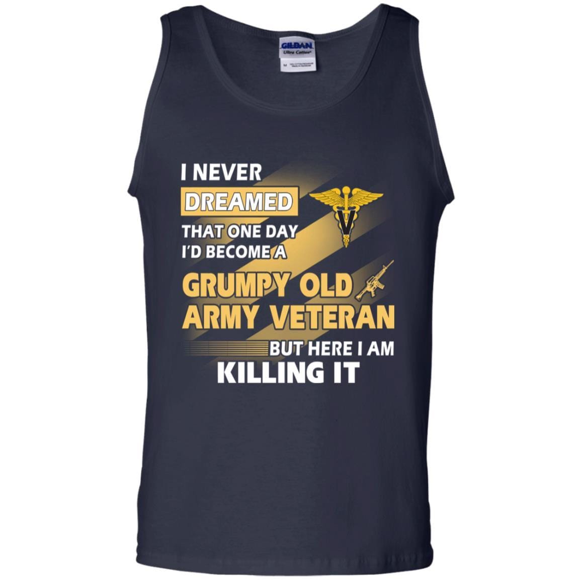 US Army T-Shirt "Veterinary Corps Grumpy Old Veteran" On Front-TShirt-Army-Veterans Nation