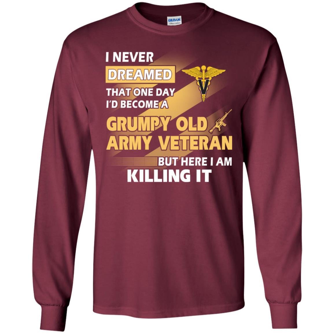 US Army T-Shirt "Veterinary Corps Grumpy Old Veteran" On Front-TShirt-Army-Veterans Nation