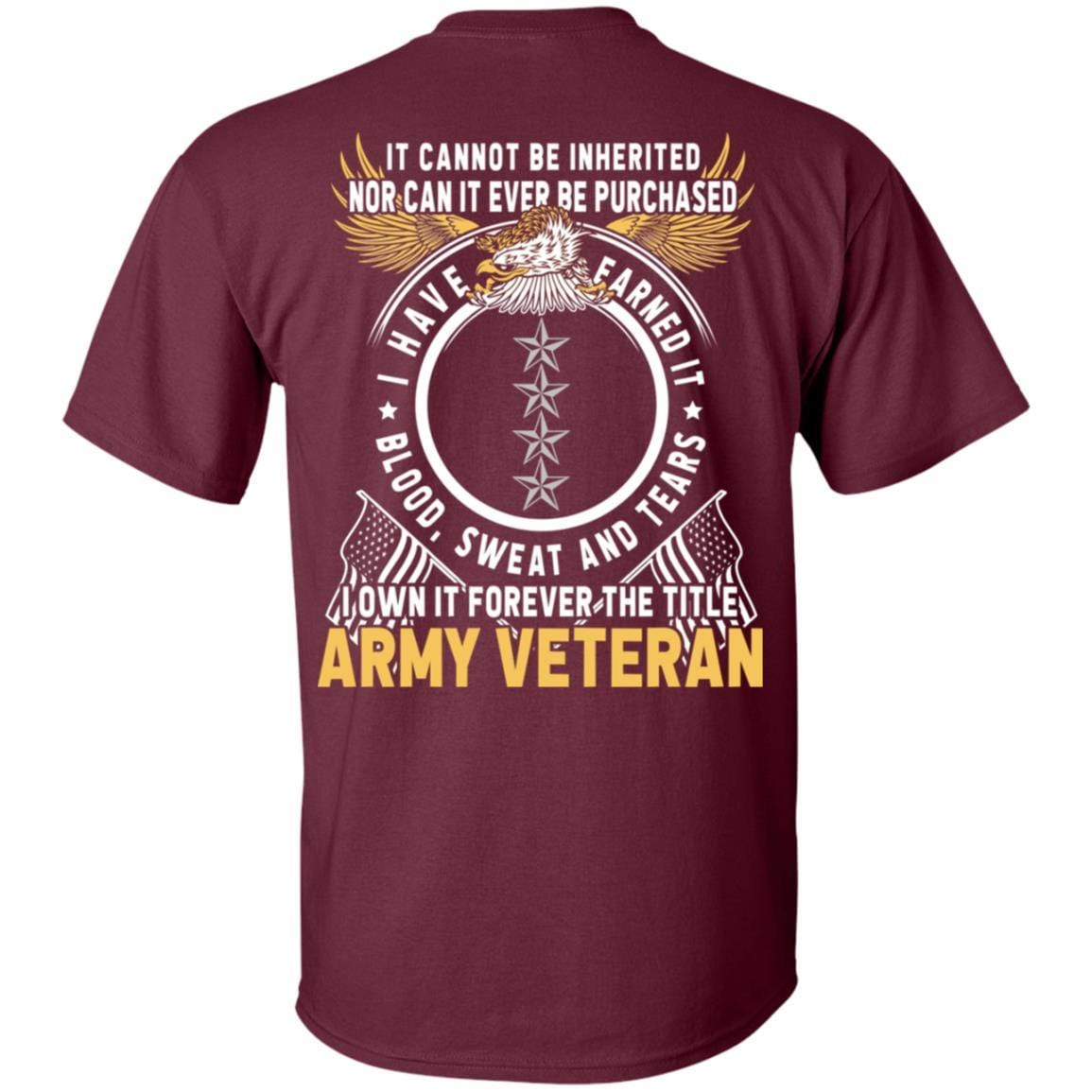 US Army O-10 General O10 GEN General Officer Ranks T-Shirt For Men On Back-TShirt-Army-Veterans Nation