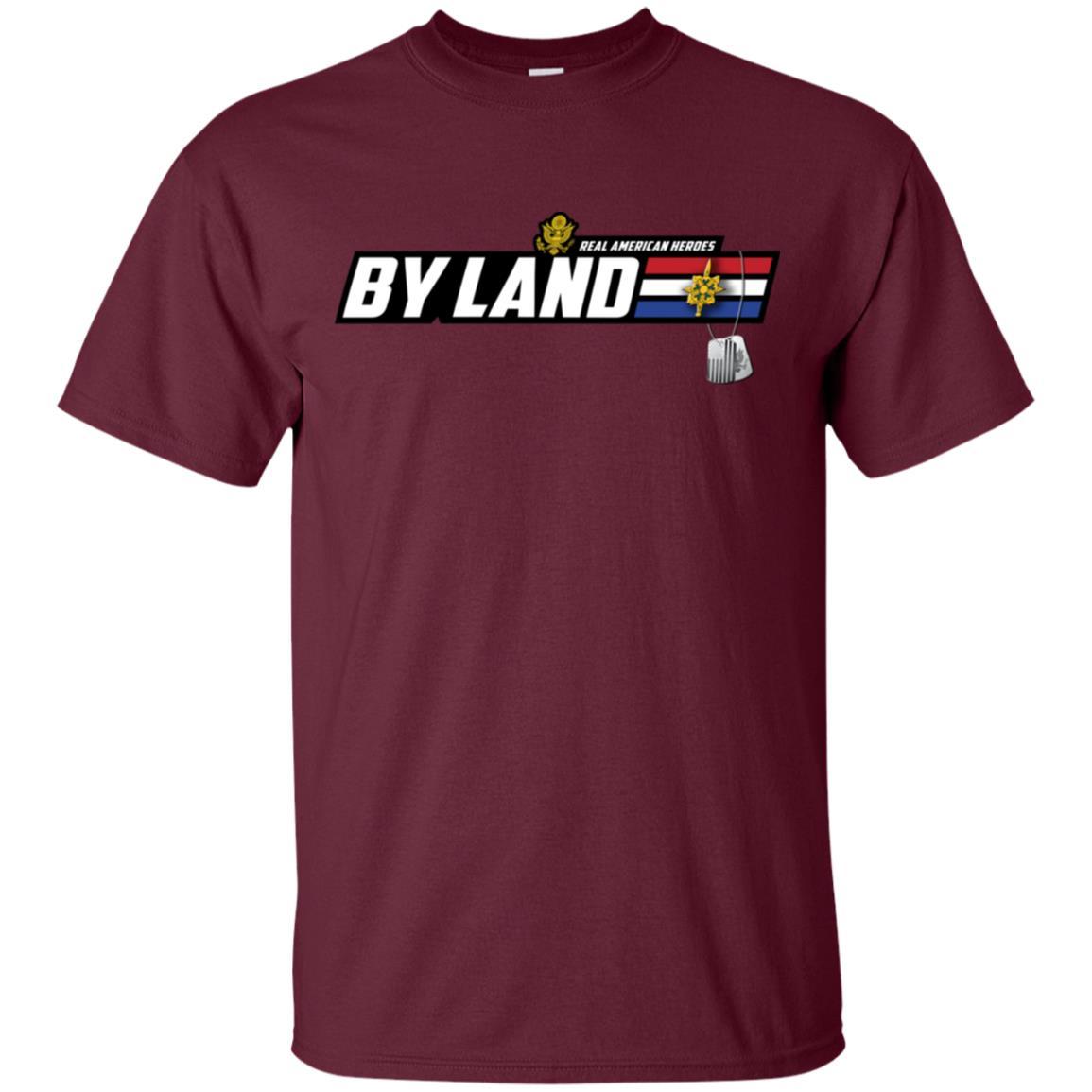 US Army T-Shirt "Military Intelligence Branch Real American Heroes By Land" On Front-TShirt-Army-Veterans Nation