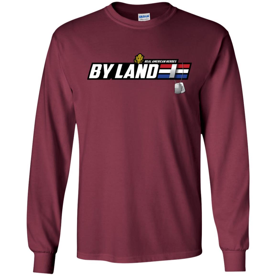 US Army T-Shirt "Real American Heroes By Land" O-2 First Lieutenant(1LT) On Front-TShirt-Army-Veterans Nation
