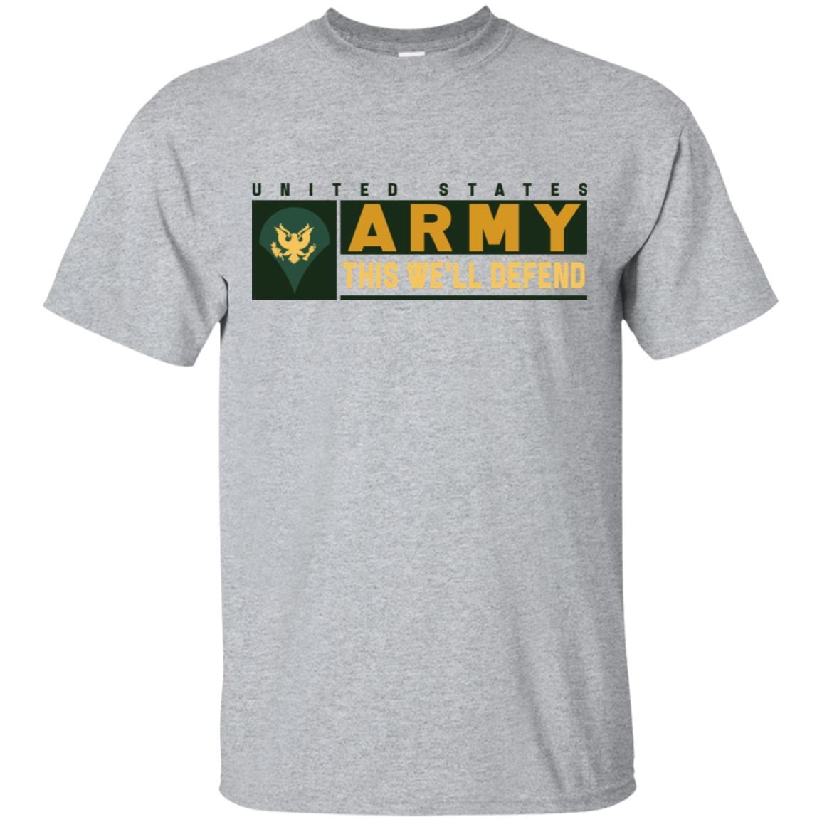 US Army E-4 SPC This We Will Defend T-Shirt On Front For Men-TShirt-Army-Veterans Nation