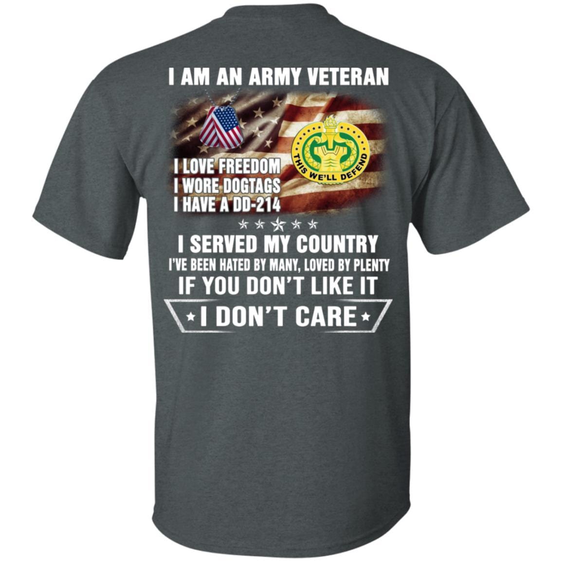 T-Shirt "I Am An Army Drill Sergeant Veteran" On Back-TShirt-Army-Veterans Nation