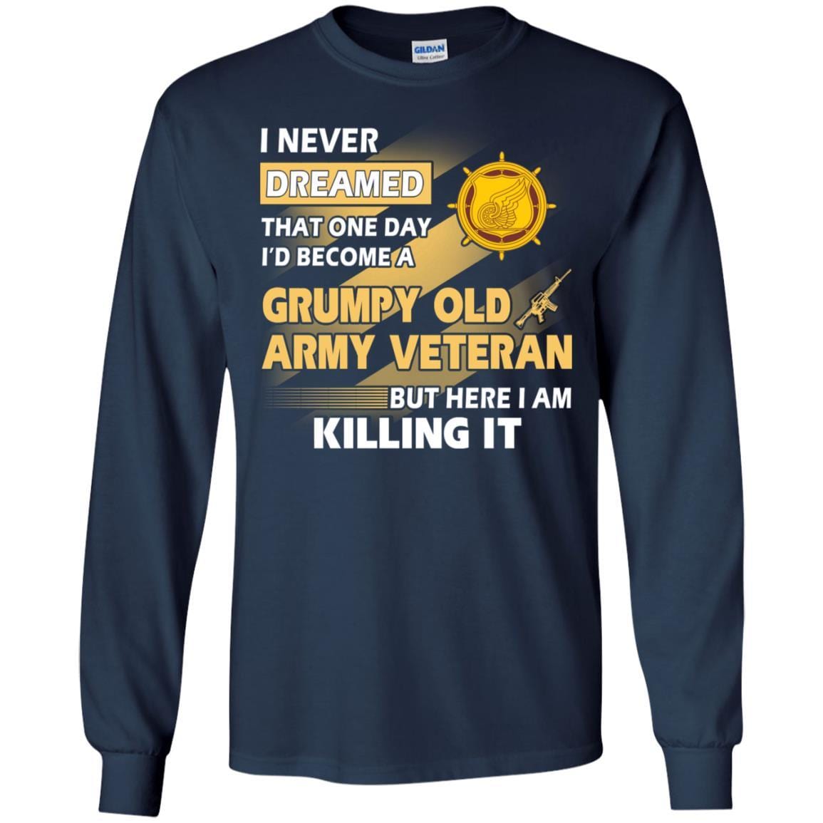 US Army T-Shirt "Transportation Corps Grumpy Old Veteran" On Front-TShirt-Army-Veterans Nation