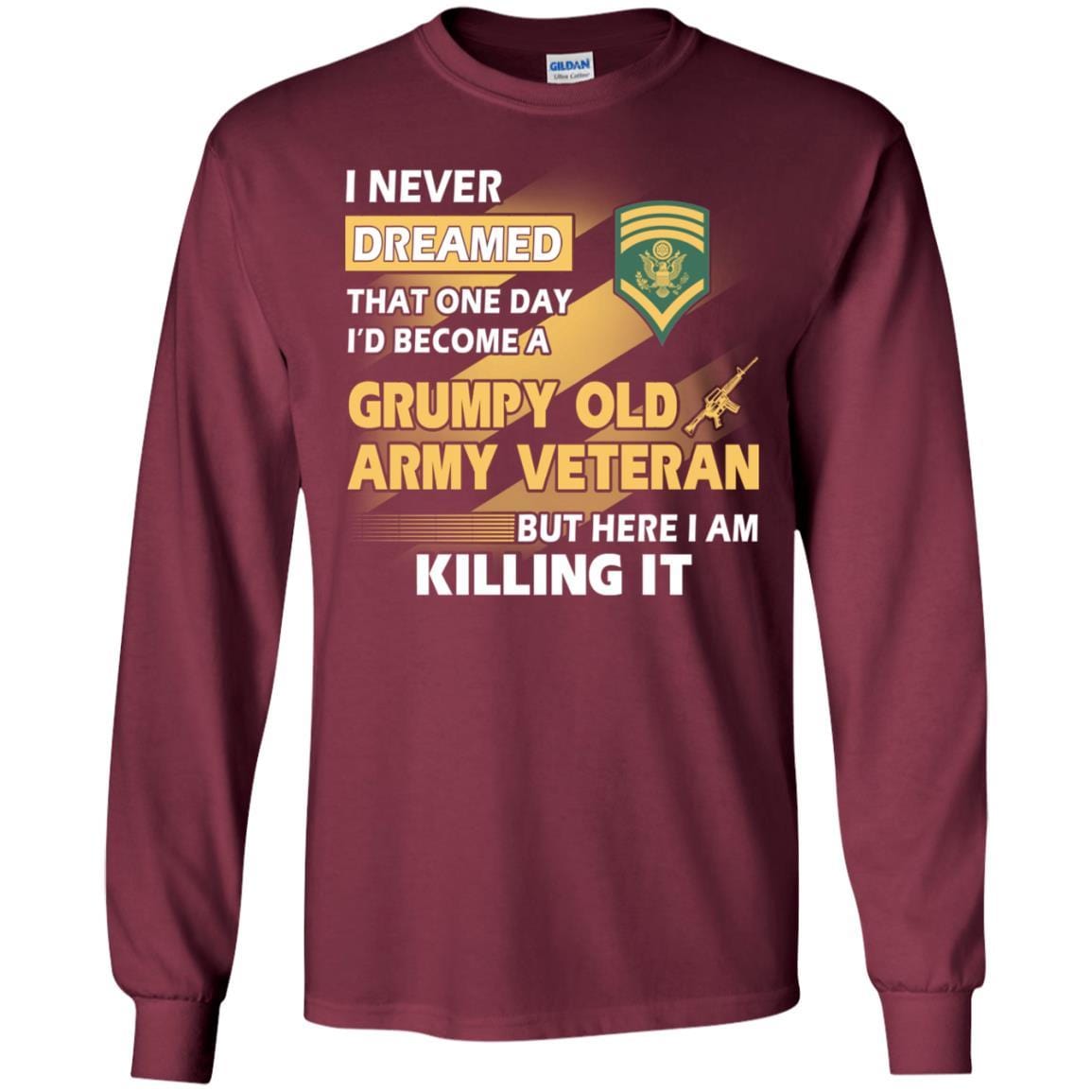 US Army T-Shirt "Grumpy Old Veteran" E-8 SPC(SP8) On Front-TShirt-Army-Veterans Nation