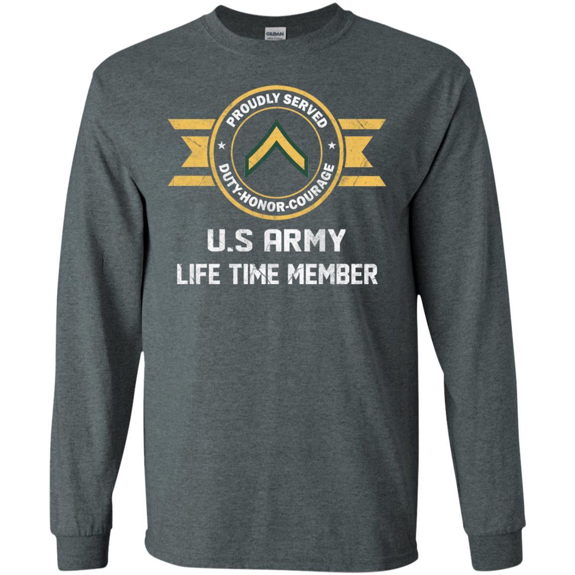 Life Time Member - Army E-2 PV2 E2 Private Second Class Ranks Men T Shirt On Front-TShirt-Army-Veterans Nation