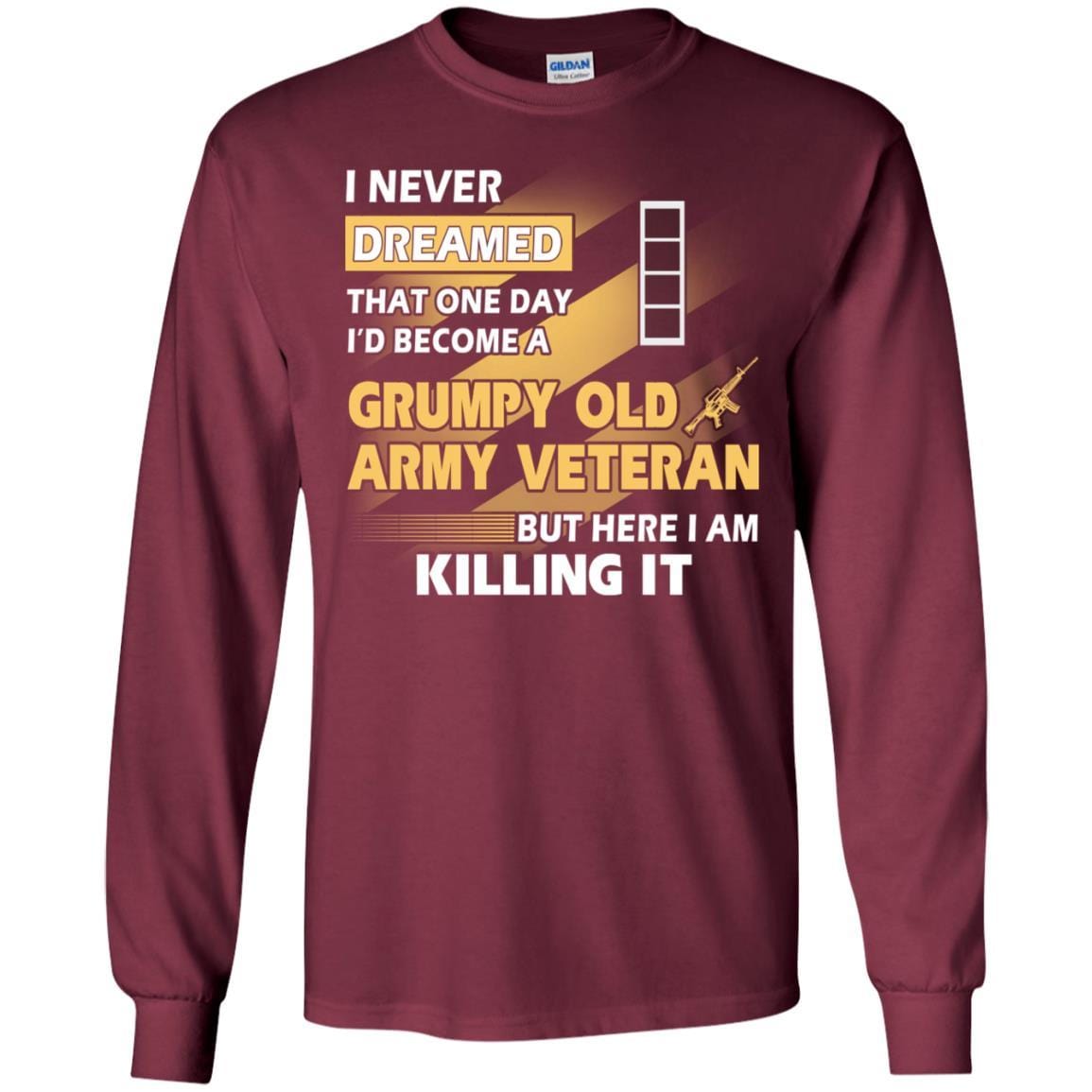 US Army T-Shirt "Grumpy Old Veteran" W-4 Chief Warrant Officer 4(CW4) On Front-TShirt-Army-Veterans Nation