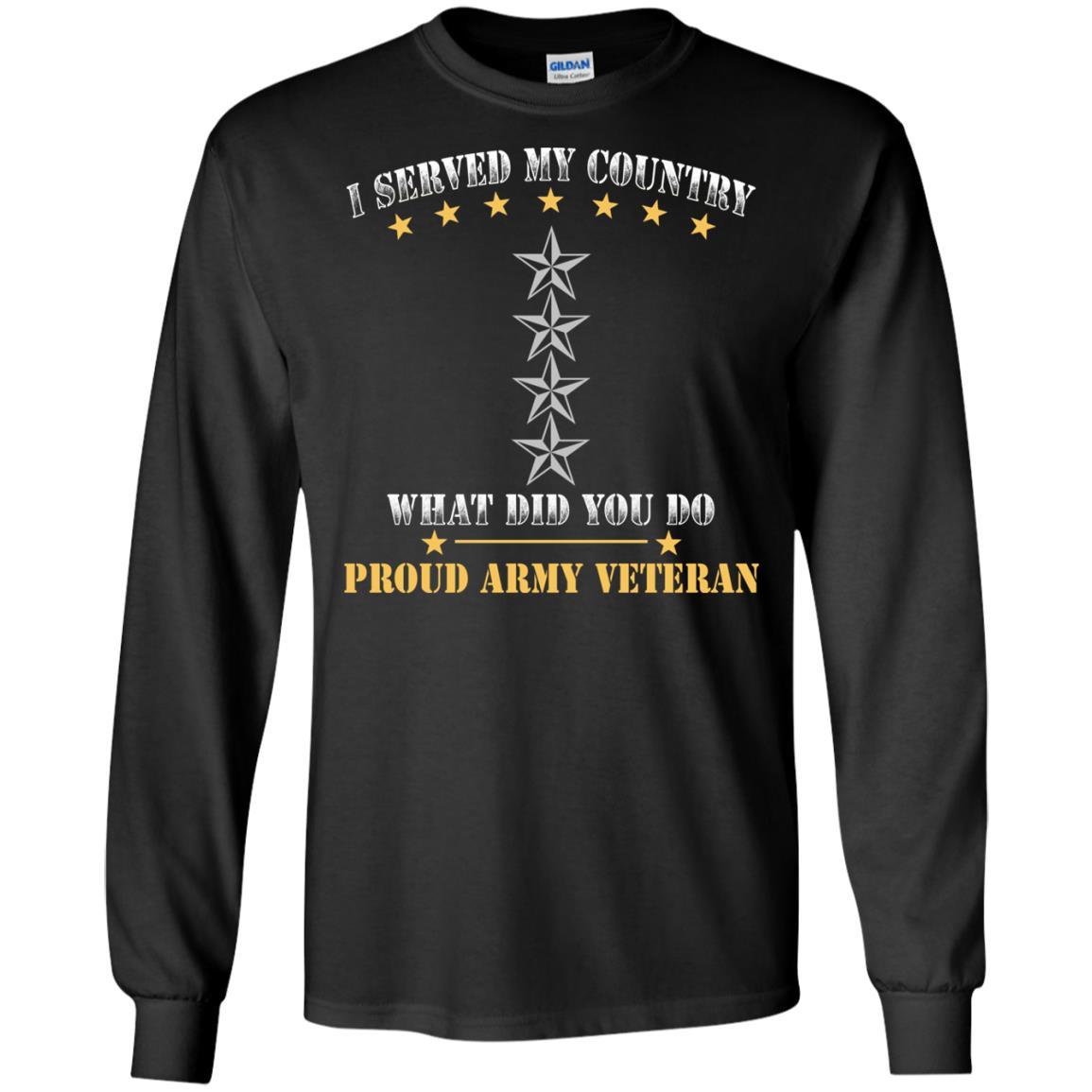 US Army O-10 General O10 GEN General Officer Ranks Men Front T Shirt - Proud US Army Veteran-TShirt-Army-Veterans Nation