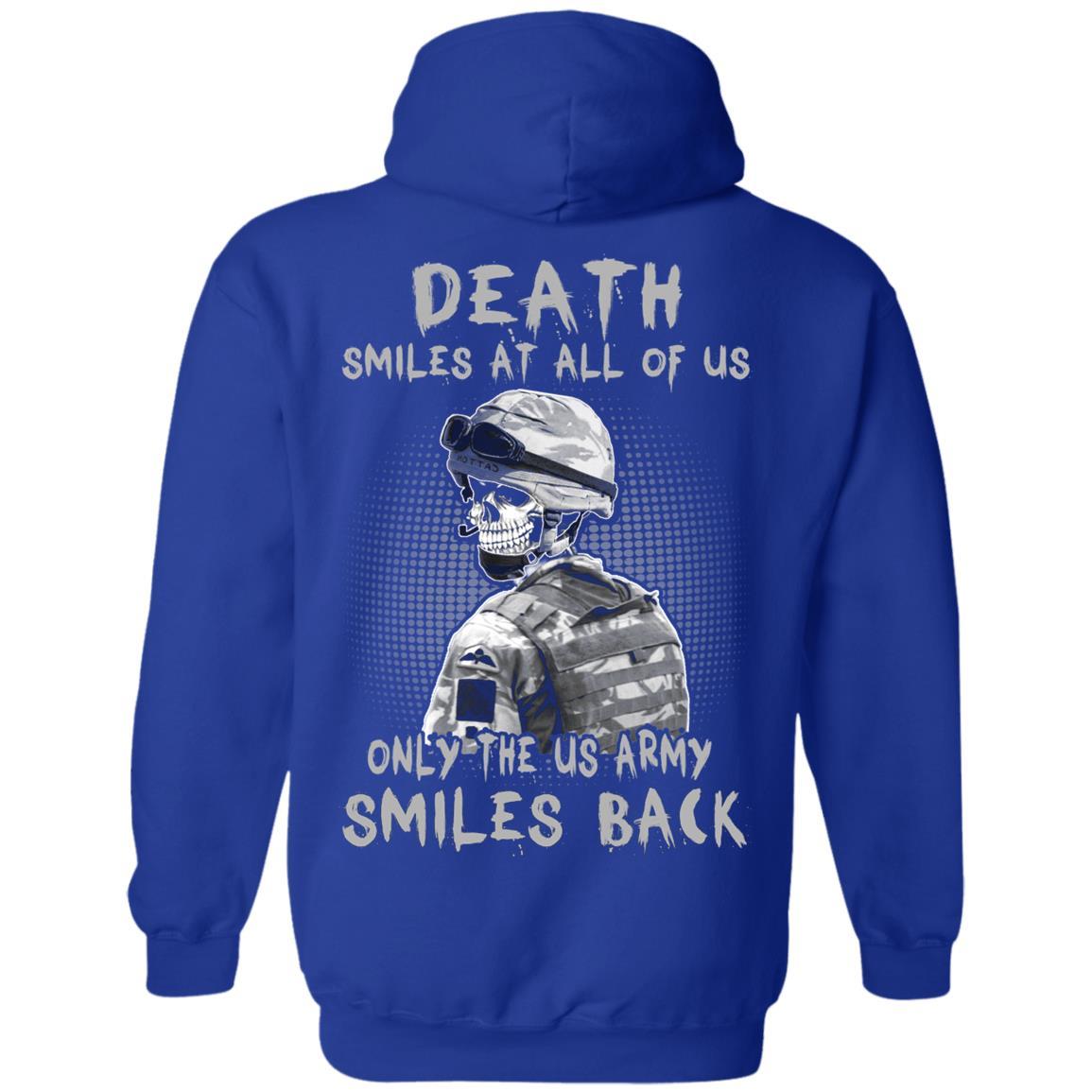 Death Smiles At All Of Us - Only The US Army Smiles Back Men T Shirt On Back-TShirt-Army-Veterans Nation