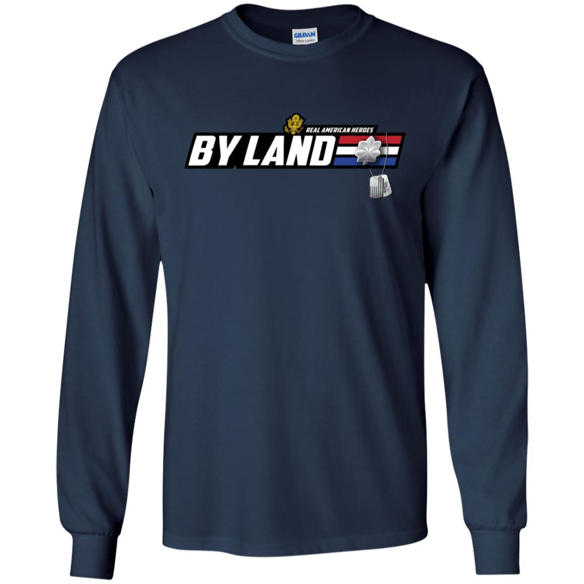 US Army T-Shirt "Real American Heroes By Land" O-5 Lieutenant Colonel(LTC) On Front-TShirt-Army-Veterans Nation