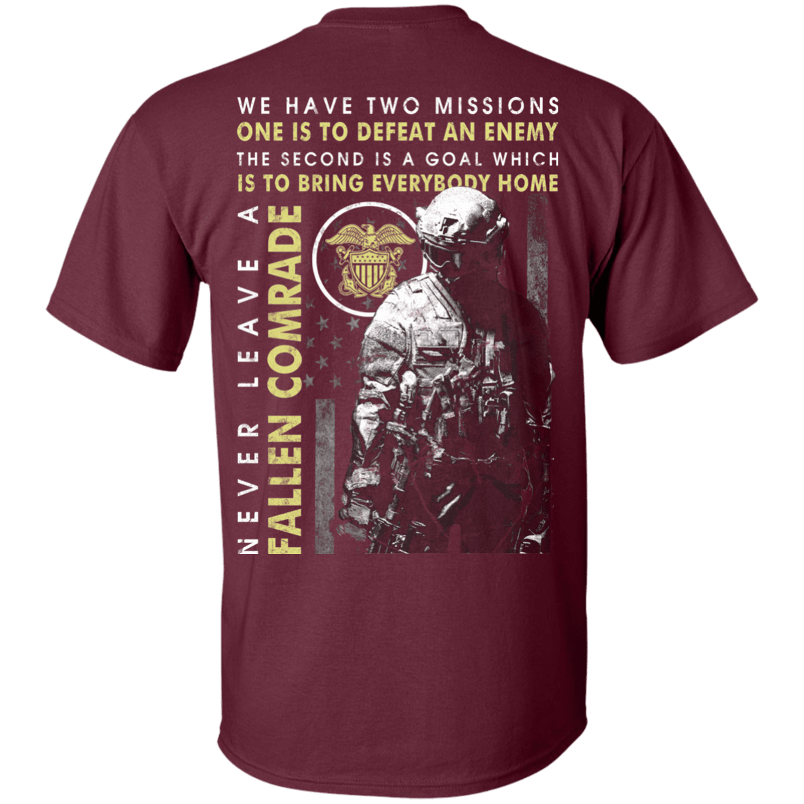 Never Leave A Fallen Comrade Navy Men Back T Shirts-TShirt-Navy-Veterans Nation