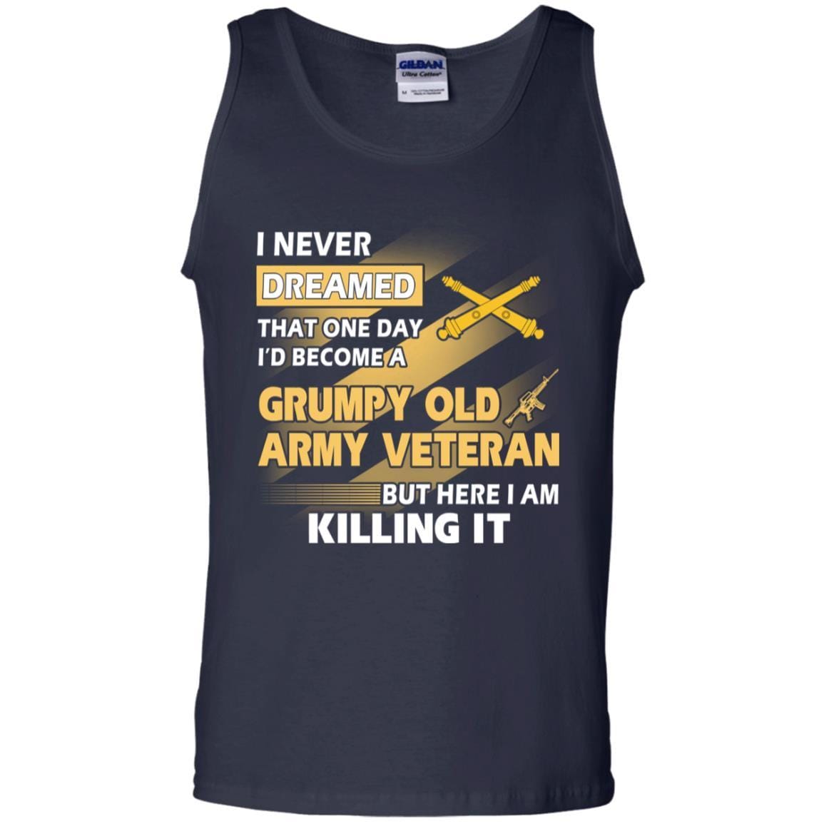 US Army T-Shirt "Field Artillery Grumpy Old Veteran" On Front-TShirt-Army-Veterans Nation