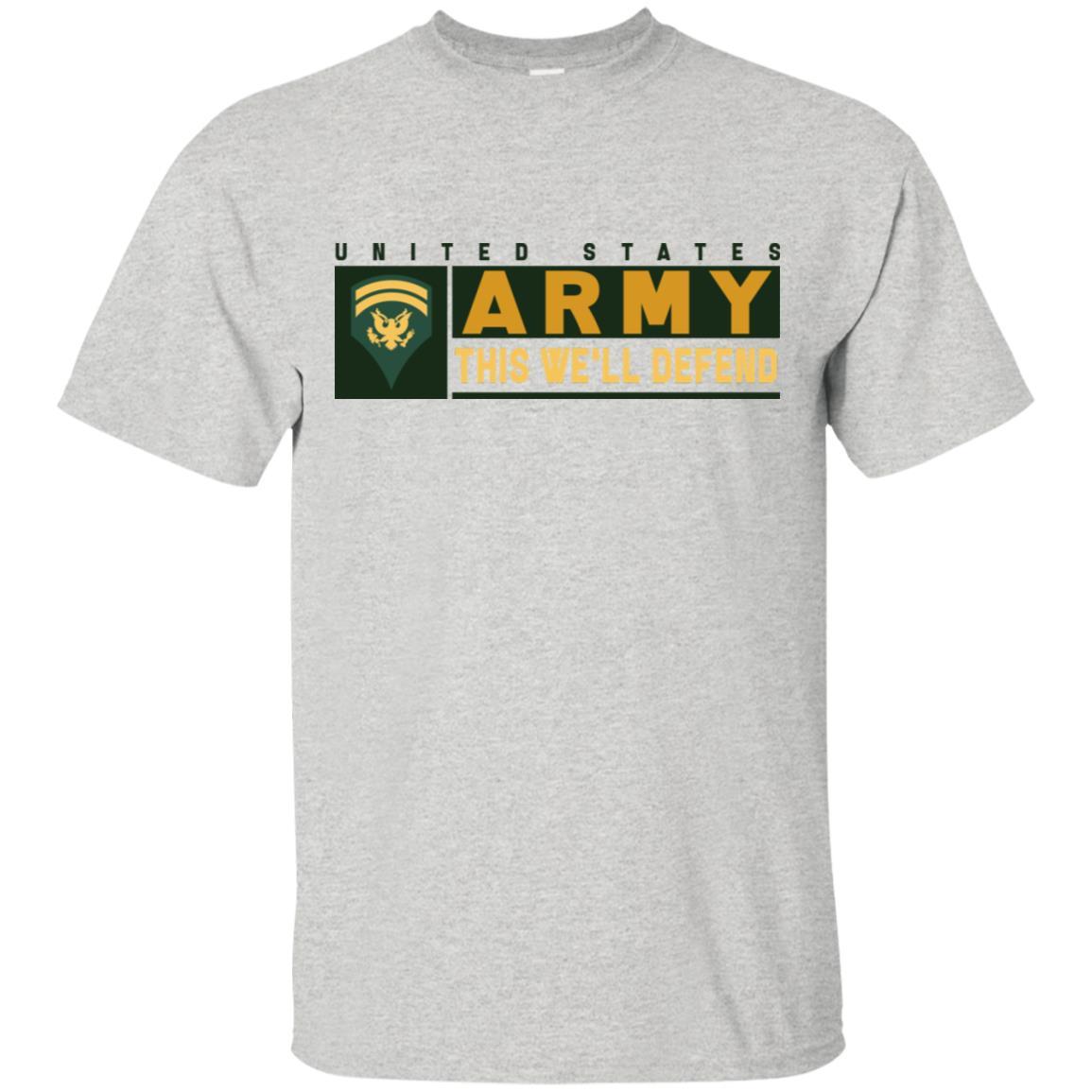 US Army E-6 SPC This We Will Defend T-Shirt On Front For Men-TShirt-Army-Veterans Nation