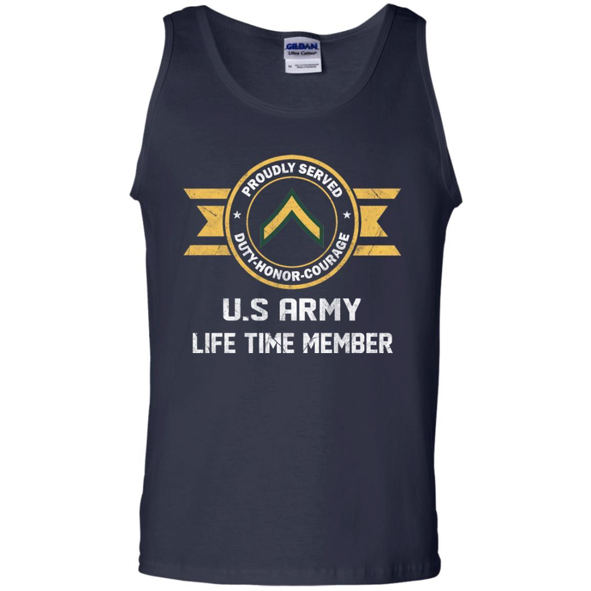Life Time Member - Army E-2 PV2 E2 Private Second Class Ranks Men T Shirt On Front-TShirt-Army-Veterans Nation