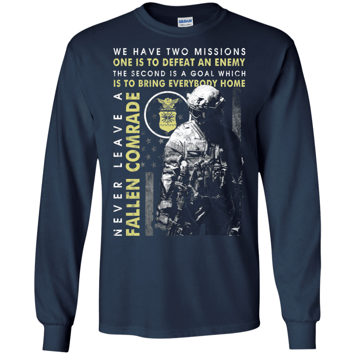 Never Leave A Fallen Comrade Air Force Men Front T Shirts-TShirt-USAF-Veterans Nation