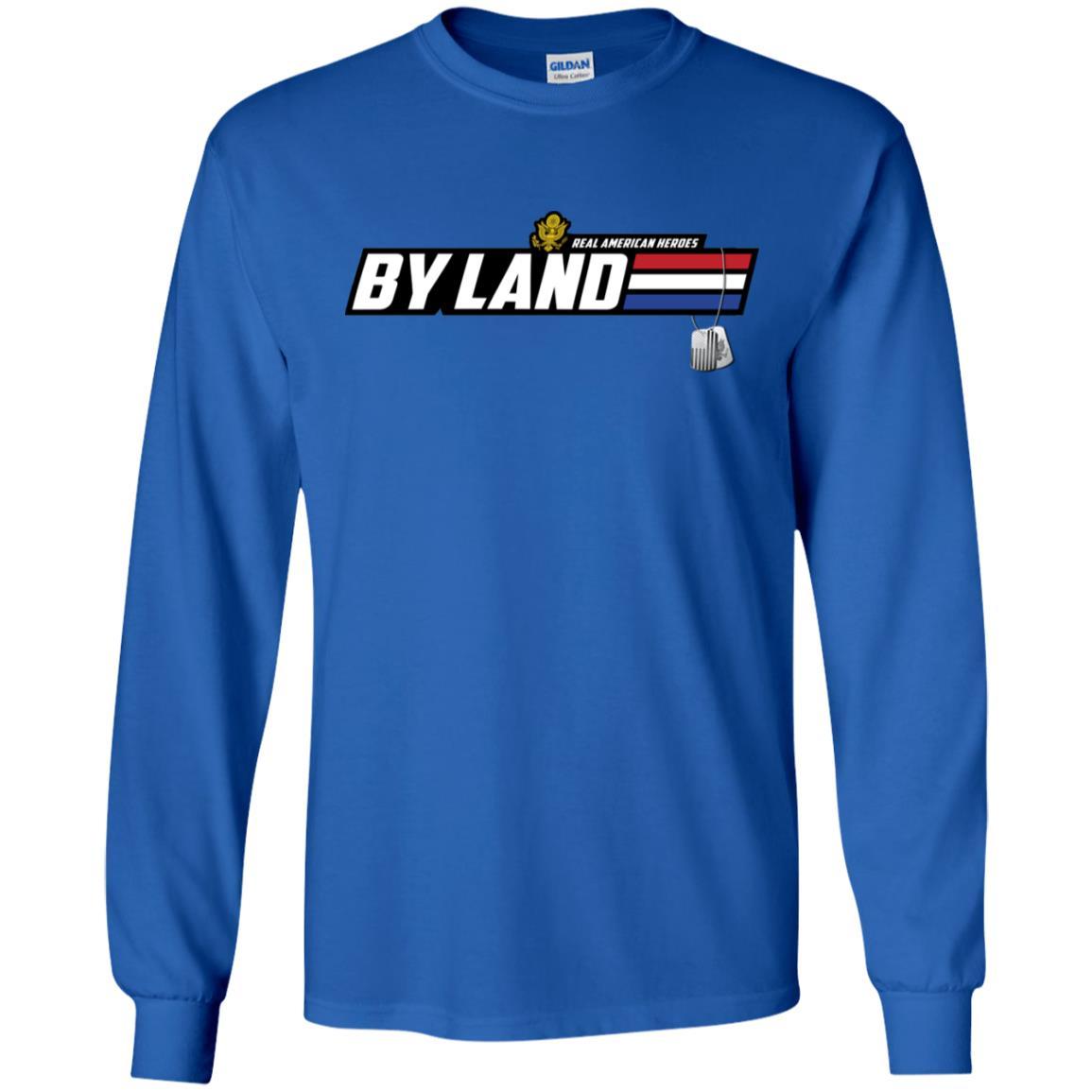 US Army T-Shirt "Real American Heroes By Land" On Front-TShirt-Army-Veterans Nation