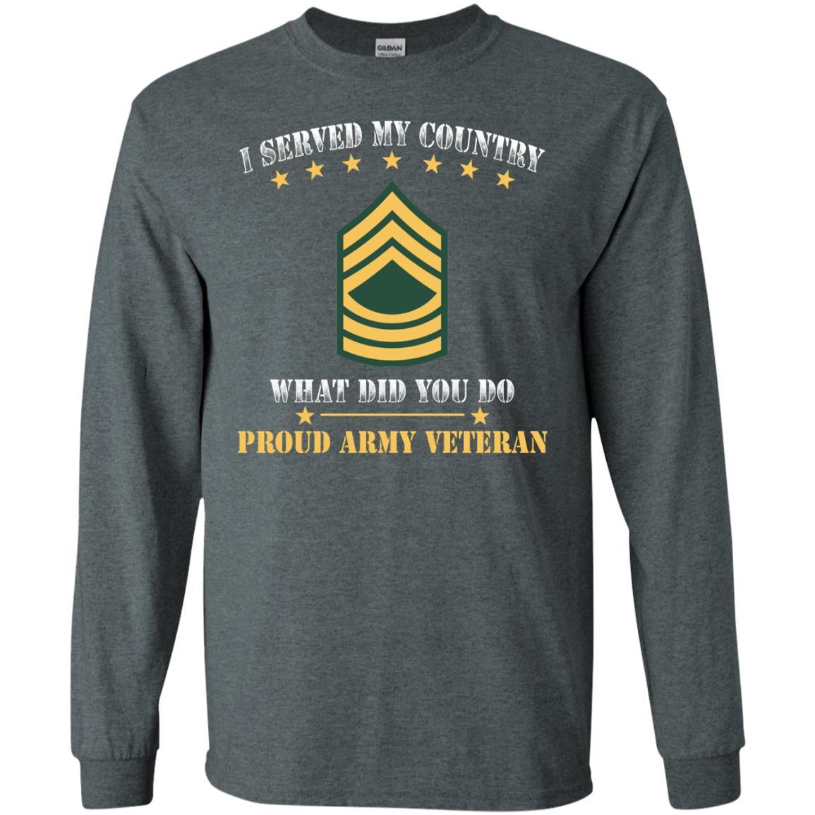 US Army E-8 Master Sergeant E8 MSG Noncommissioned Officer Ranks Men Front T Shirt - Proud US Army Veteran-TShirt-Army-Veterans Nation