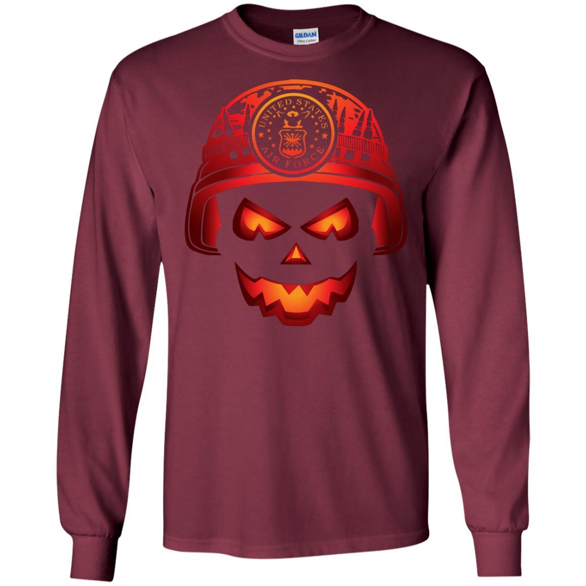 US Air Force Skull Halloween Men T Shirt On Front-TShirt-USAF-Veterans Nation