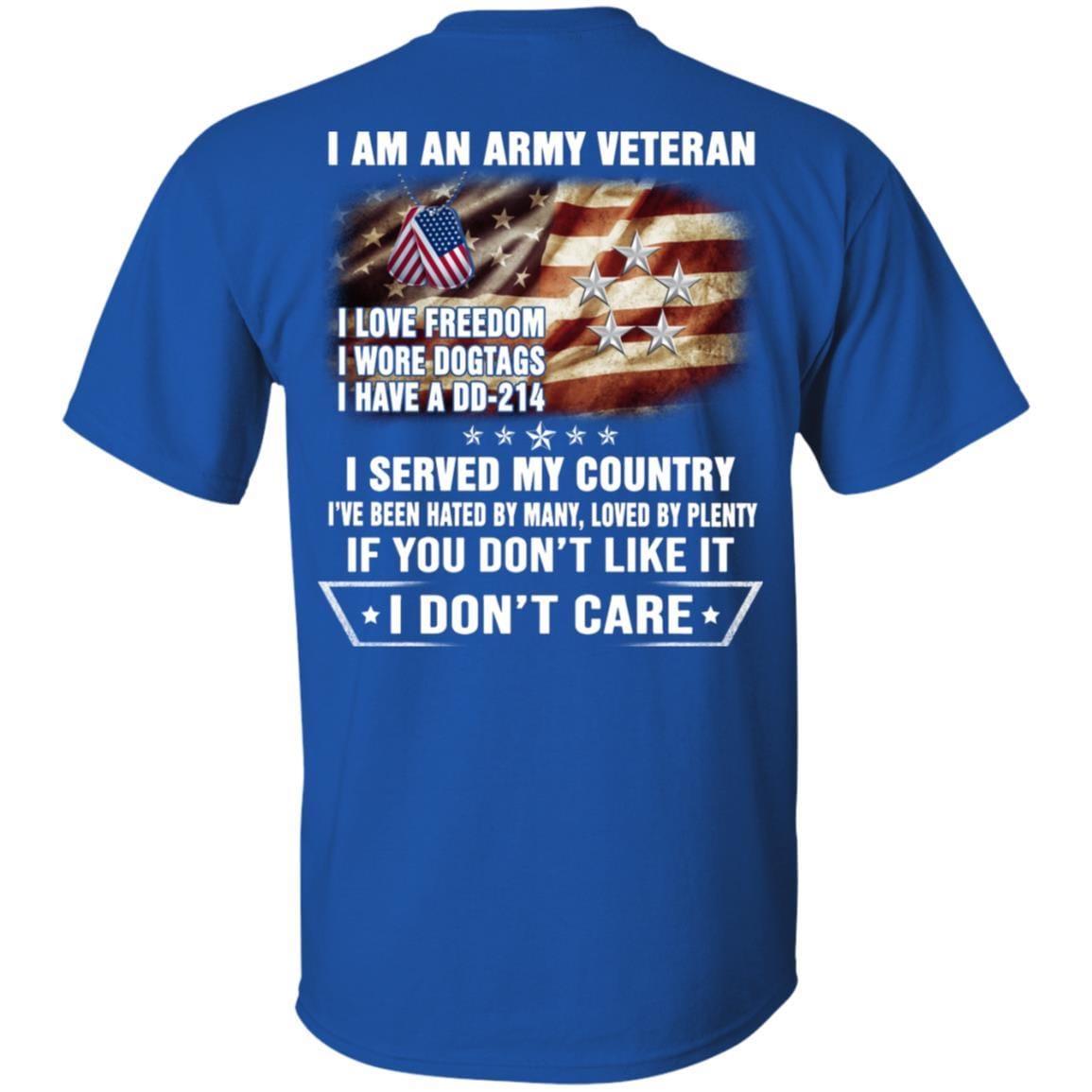 T-Shirt "I Am An Army Veteran" O-10 General of the Army(GA)Rank On Back-TShirt-Army-Veterans Nation